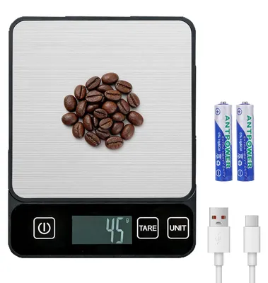 Digitale Küchenwaage 10 kg, 1 g genau, LCD, Tara, Edelstahl, wiederaufladbar