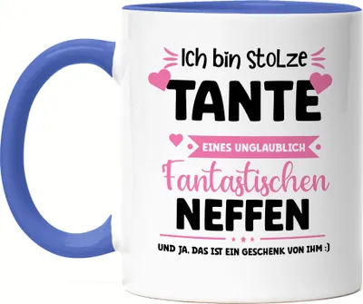 Produktbild von Ich bin stolze Tante Tasse Blau Geschenk Geburtstag Tante Neffe