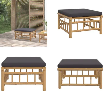 Produktbild von vidaXL Gartenhocker mit Dunkelgrauem Kissen Bambus - Gartenhocker - Fußschemel - Schemel - Fußhocker