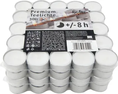 Produktbild von ​HOFER Teelichter 100 Stück – Weiß, 8h Brenndauer, Duftfrei – Ideal für Deko & Events