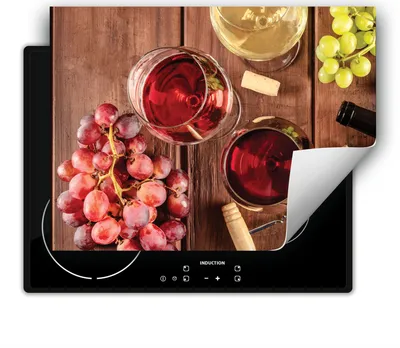 Produktbild von DarHaus Herdabdeckplatte 70x52 cm Anti Rutsch Matte Aufrollbar, Wein - Holz