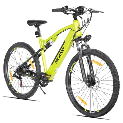 Produktbild von Hiland 26 Zoll 250W Elektro-Mountainbike, 36V 7.8Ah Akku, Elektrofahrrad für Männer Frauen mit Lampe, Gepäckträger, Stoßdämpfende Vorderradgabel, Weiß