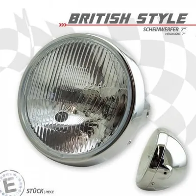 Productafbeelding van 7 chromen koplampen, Brits model, H4