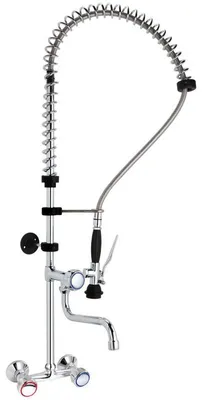 Immagine prodotto di Rubinetto da cucina da montare a parete, con doccetta manuale, altezza 101 cm e bocchetta girevole
