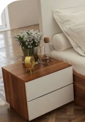 Image de Table de chevet de chambre à coucher marron Meubles de chambre à coucher modernes en bois véritable Nouveau