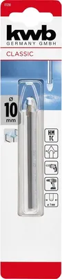 Produktbild von kwb Hartmetall-Glasbohrer, Ø 10 mm (Hartmetallplatte, Zentrierspitze, niedrige Drehzahl, Schneidöl, Rundschaft)