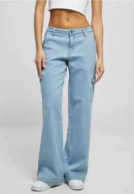 Obrázok produktu pre Dámske nohavice Urban Classics Ladies High Waist Straight Denim Cargo Pants svetlejšie - 27