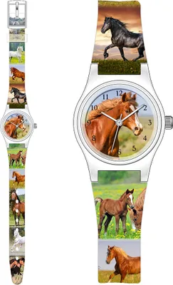 Produktbild von Armbanduhr Mädchen Uhr Kinder Pferd Brauner Geschenk analog quarz