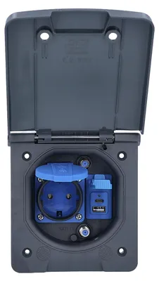 Imagen del producto de Schwabe: Enchufe para toldo de caravana con puertos USB-C y USB-A