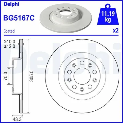 Produktbild von DELPHI Bremsscheibe BG5167C
