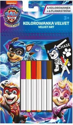 Zdjęcie produktu dla Zestaw aksamitnych kolorowanek z flamastrami Psi Patrol 12 elementów