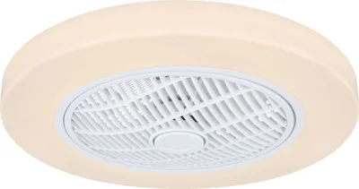Produktbild von Globo Lighting Deckenventilator Metall weiß, Kunststoff weiß, Kunststoff opal, dimmbar, Farben fixierbar, Memoryfunktion, Nachtlicht, Timer, Fernbedienung, Batterie inkludiert 2x AAA, max. Motorleistung 48W, Geschwindigkeitsstufen 694/873/1050 RPM, ø: 580mm, H: 200mm, inkl. LED 40W 230V, 4200lm Source, 3000lm Output, CCT 2700-6500K