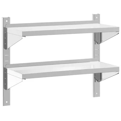 Obrázek produktu pro 2patrová nástěnná police 75 x 30 x 60 cm stříbrná nerezová ocel