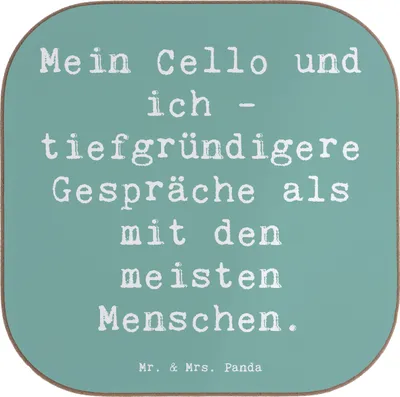 Produktbild von Mr. & Mrs. Panda Tischschoner Spruch Violoncello Gespräche - Meeresbrise - Geschenk, gläseruntersetzer, Musikliebhaber, Musik, Musiker, Lernen, Design Untersetzer, Glas