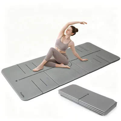 Productafbeelding van FunLife Yogamat XXL, 190x66 cm – Opvouwbaar, 10 mm dik, antislip fitnessmat voor yoga, Pilates, gymnastiek, thuisoefeningen en buitentoepassingen
