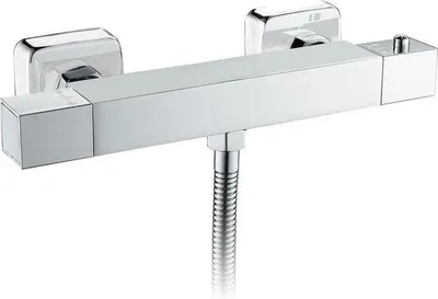 Produktbild von Douchesystem mit 1 Schenkventil für Badkabine, Badewanne und Dusche, Duscharmatur mit 38 °C Sicherheitsknopf und Messingmischkran einfache Montage, Chrom