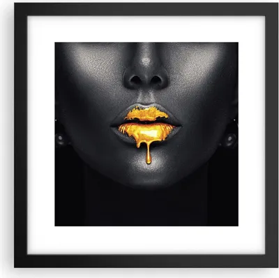 Produktbild von Gerahmtes Poster - Schwarzer Rahmen - Gold Mund Schwarz - 30x30 cm - Wand Bild - Wanddeko - Wandbilder - Kunstposter - Wandposter - Bilderrahmen - Bilder - Kunstdruck - P2BAC30x30-4460