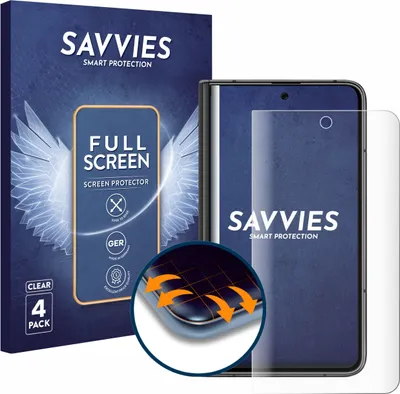 Produktbild von 4x Savvies Fullscreen Schutzfolie für Google Pixel Fold (Äußeres Display) Displayschutz Folie Fullcover Klar Transparent