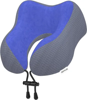 Obrázok produktu pre Cestovný Vankúš na Krk, Ergonomická Pamäťová Pena, Tmavomodrá, Pre Lietadlo, Auto, Kempovanie