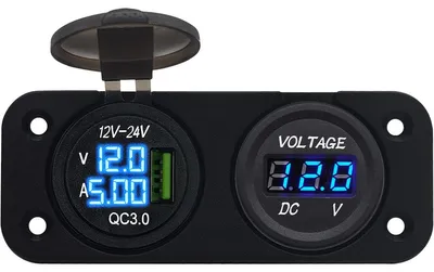 Produktbild von ProRide 12V USB-Autolader Einbau mit Voltmeter/Amperemeter QC3.0, 2-fach