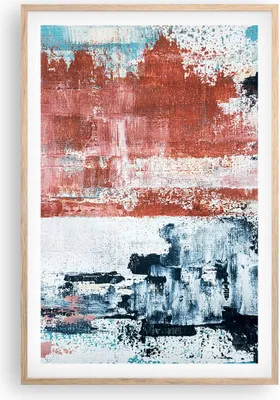 Produktbild von Gerahmtes Poster - Rahmen in heller Eiche - Abstraktion Marine Rot - 61x91,5 cm - Wand Bild - Wanddeko - Wandbilder - Kunstposter - Wandposter - Bilderrahmen - Bilder - Kunstdruck - P2NPA61x91-4883