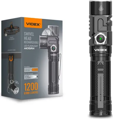 Obrázek produktu pro 2 v 1 LED svítilna a čelovka, dobíjecí, VIDEX A105RH, 1200 lm, IP66, 6 režimů