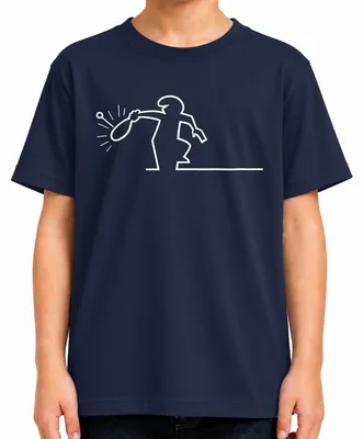 Produktbild von La Linea Balum Strichmännchen Cartoon Osvaldo Cavandoli Nostalgie Kinder T-Shirt, Navy, 152