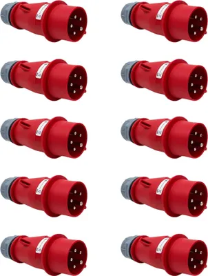 Produktbild von (1 - 10er Pack) CEE-Stecker 16A 400V, IP44, 5-polig männlich 3P+N+E : 10 Paar Anzahl: 10 Paar