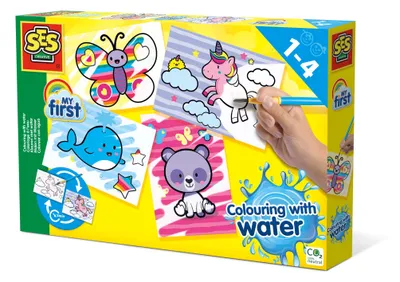 Produktbild von SES Creative My First 14454 Malen mit Wasser - Fantasietiere – Kreatives Malen ohne Kleckern für Kleinkinder, Junge/Mädchen, Bilder-Set zum Ausmalen