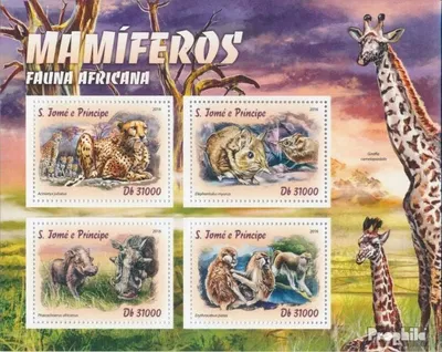 Produktbild von Briefmarken Sao Tome e Principe 2016 Mi 6731-6734 Kleinbogen (kompl. Ausgabe) postfrisch Säugetiere