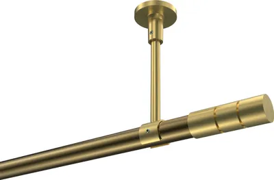 Produktbild von Interdeco Gardinenstange / Vorhangstange Messing Antik / Messing-Optik, Typ Sonette Elanto (Rillenzylinder) ohne Ringe, Deckenmontage, 20 mm Ø 1-läufig, 140 cm