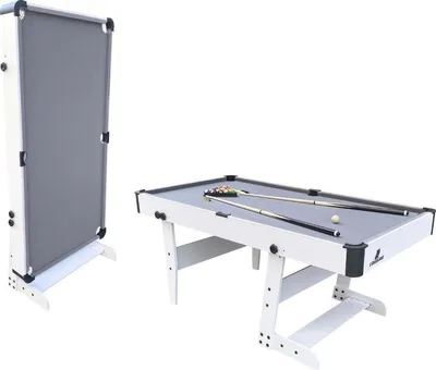 Imagen del producto de Cougar Mesa de Billar Hustle L - 5ft en Blanco | Mesa Plegable interior con accesorios | Mesa de billar carambola para ninos y adultos | Dimensiones:
