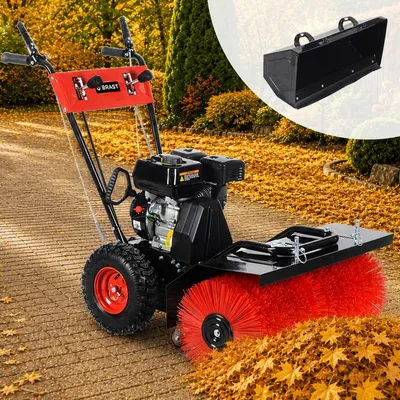 Produktbild von BRAST Kehrmaschine Benzin 2in1 | 4,8kW(6,5PS) | Kehrbürste & Laubsammler | 80cm Arbeitsbreite | 4-Takt Motor