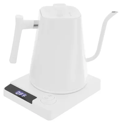 Zdjęcie produktu dla Elektryczny czajnik do wody - pojemność 1 litr, czajnik do herbaty - wyświetlacz LED, regulacja temperatury 40–100 °C, funkcja utrzymywania temperatury przez 24 godziny, moc 1200 W, stal nierdzewna 304, kolor biały