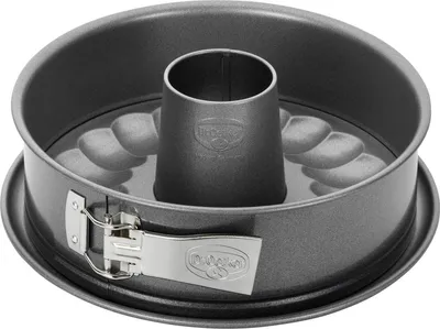 Produktbild von Dr. Oetker Springform mit Flach- und Rohrboden Ø 24 cm, auslaufsichere Kuchenform mit 2 Böden, runde Backform aus Stahl mit keramisch verstärkter Antihaft-Beschichtung (Farbe: grau)