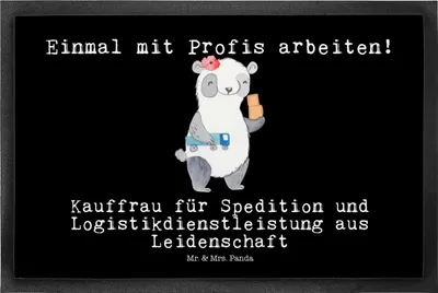 Produktbild von Mr. & Mrs. Panda fußmatte Kauffrau für Spedition und Logistikdienstleistung Leidenschaft 40 x 60 cm - Schwarz - Geschenk, Witzig, Schmutzmatte, Türvorleger, Lustig