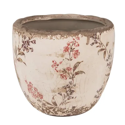 Produktbild von Clayre & Eef Blumentopf Ø 13x11 cm Beige Rosa Keramik Blumen