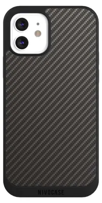 Produktbild von NIVOCASE Handyhülle für Apple iPhone 12  Hülle NIVOpure Case Schwarz Carbon Metallic Look Muster