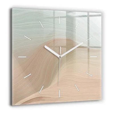 Obrázok produktu pre Wallfluent Hodiny - Sklenené Nástenné Hodiny - Tichý Quartz Strojček - Nástenná Dekorácia Spálňa Kuchyň - Biele Ruky - 60x60 cm - Abstrakcia