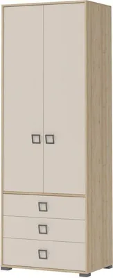 Produktbild von Kleiderschrank | 2 Drehtüren | 3 Schublade | 2 Fächer | mit Kleiderstange | 84 cm breit | Farbe: Buche