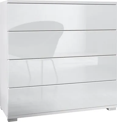 Produktbild von Vladon Kommode Pavos V3, Sideboard mit 4 Schubladen Weiß matt/Weiß Hochglanz (76 x 76 x 35 cm)