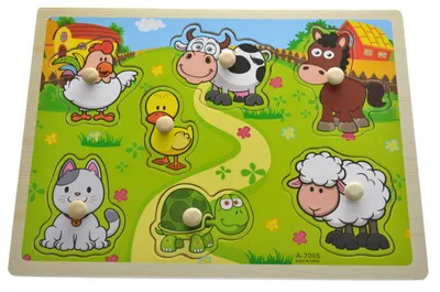 Produktbild von Drobiazgarnia Holzpuzzle Haustiere Lernspielzeug für Kinder