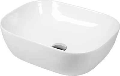 Produktbild von Waschbecken Keramik Aufsatz rechteckig 495 x 390 x 150mm weiß Komplettset