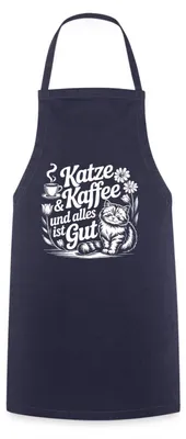 Produktbild von Spreadshirt Katze Kaffee Und Alles Ist Gut Kochschürze, One size, Navy