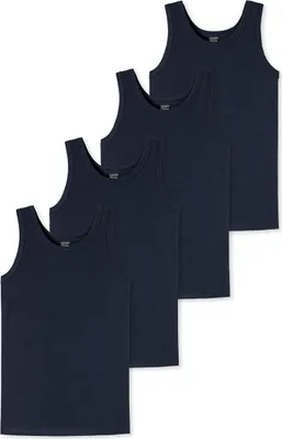 Produktbild von Schiesser 4er Pack Teens Boys 95/5 Organic Baumwolle Unterhemd / Tanktop Runder Halsausschnitt, Arm- und Halsausschnitt mit Einfass, Breite Träger für hohen Tragekomfort