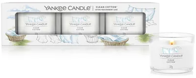 Image de Set de bougies votives en verre Clean Coton 3 x 37 g