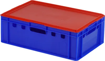 Produktbild von E2 Kisten mit rotem Deckel 600 x 400 x 200 mm Farbe: blau