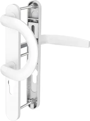 Produktbild von Schmalrahmengarnitur 8-72mm Schildgarnitur Weiss RAL9016 Langschildgarnitur PZ Bügelgriff/Drücker 87-102mm nein