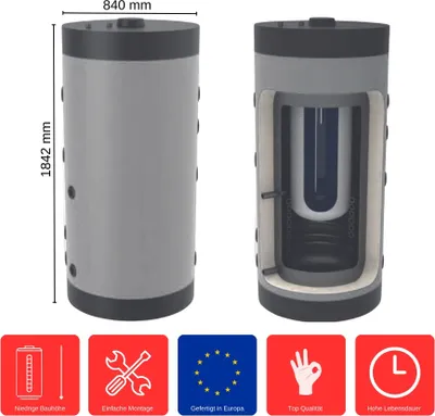 Produktbild von Kombi-Pufferspeicher 500 L KTT-1-500 Standspeicher Tank in Tank Pufferspeicher