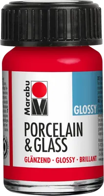 Produktbild von Marabu Farbe "Porcelain & Glass" glänzend 15 ml kirsche